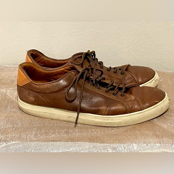FRYE Mens 10 M Walker Low Lace Brown Sneakers Made in USA - Picture 2 of 9